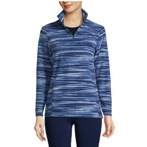 Lands' End Blue Striped Fleece Jacket XL